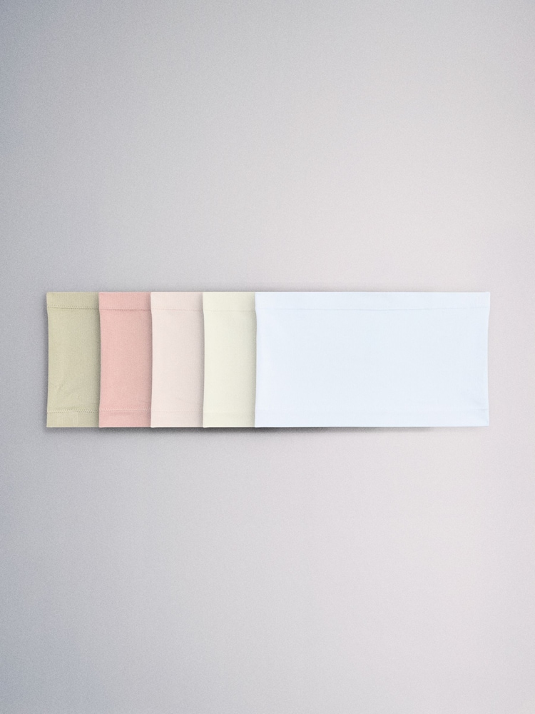 The Set Bandeau 5 Pack Seamfree Crop Bra Pastel Pink/ Khaki Green/ Cream - Image 1 of 7