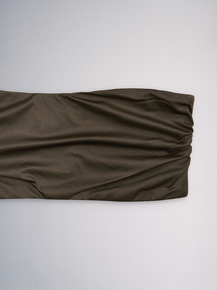 Black/ Burghundy Red/ Khaki Green - The Set 3 Pack Non Padded Microfibre and Lace Bandeau Bra - Imagen 6 de 6