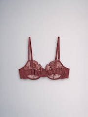 The Set 4 Pack Non Padded Lace Balcony Bras Berry Red/ Chocolate Brown/ Khaki - Image 12 of 14