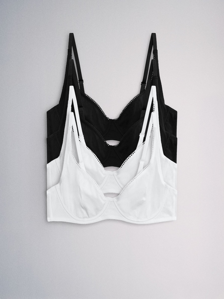 Negro/Blanco - The Set Non Padded Underwire Cotton T-Shirt Bras 3 Pack - Imagen 2 de 12