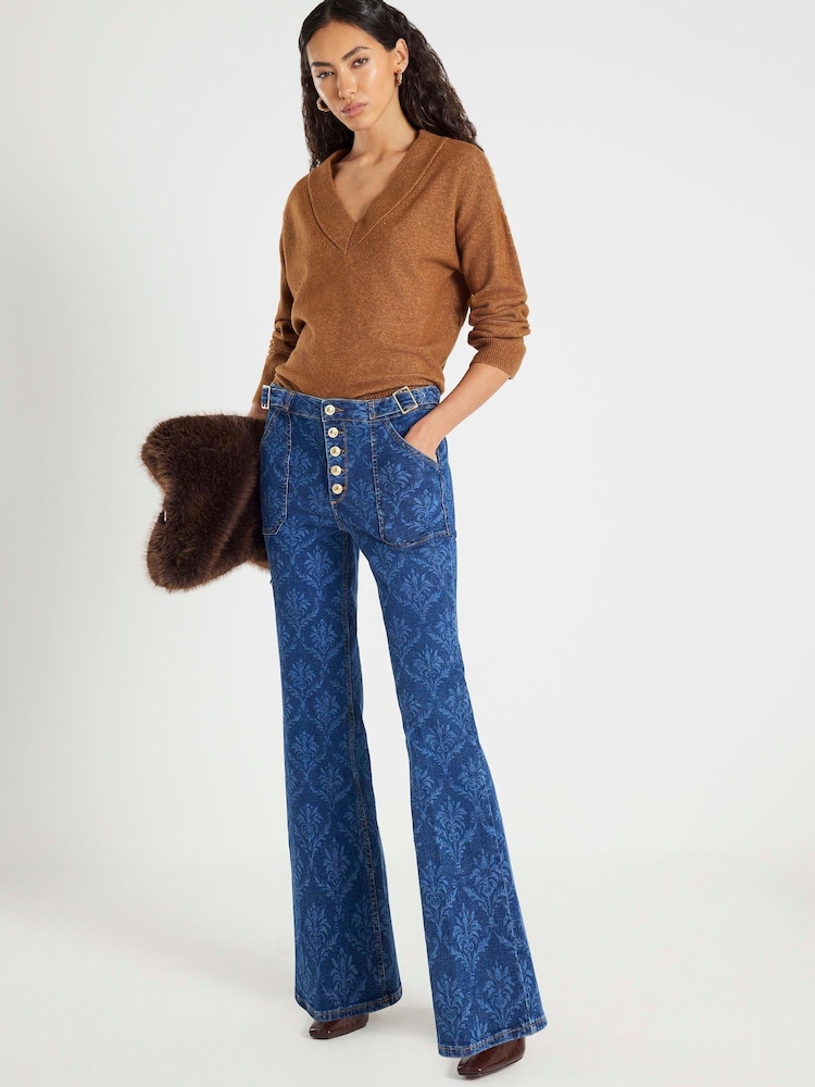 River Island Paisley Relaxed Flare Jeans - صورة 1 من 4 River Island Paisley Relaxed Flare Jeans - صورة 1 من 4