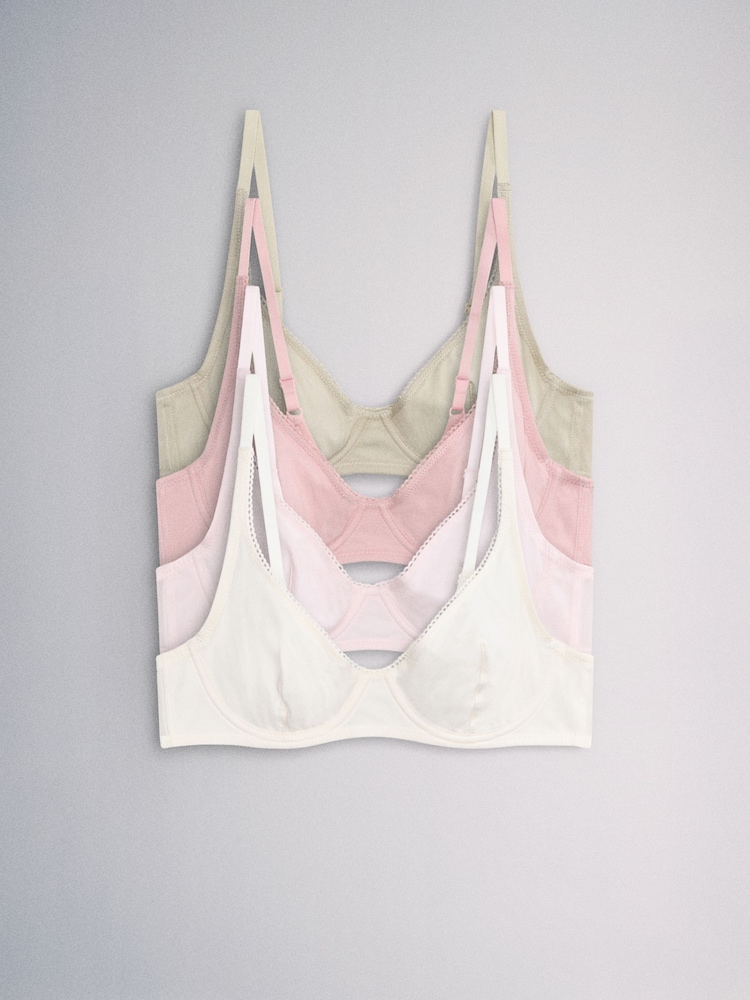 Pastel Pink/ Pastel Green - The Set Non Padded Underwire Cotton T-Shirt Bras 3 Pack - Imagen 1 de 7