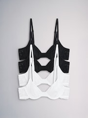 The Set 4 Pack Non Padded Underwired Microfibre Lace T-Shirt Bra Black/White - Image 2 of 14