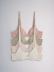 The Set 4 Pack Non Padded Underwired Microfibre Lace T-Shirt Bra Pink/Plum/Grey - Image 1 of 7
