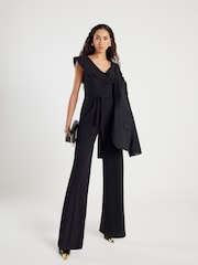 River Island Black Sleeveless Double Collar Belted Jumpsuit - Image 3 of 5