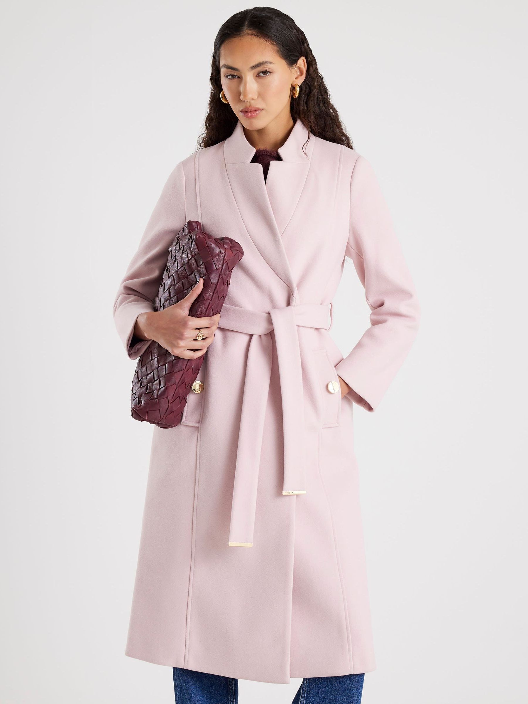 Buy River Island Pink Notch Collar Belted Wrap Coat from Next USA