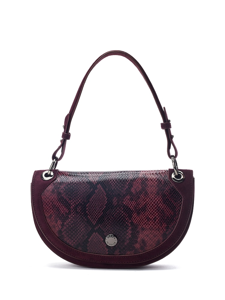 Moda in Pelle Red Fillipa Half Moon Flap Cross-Body Bag - Image 1 of 4 Moda in Pelle Red Fillipa Half Moon Flap Cross-Body Bag - Image 1 of 4