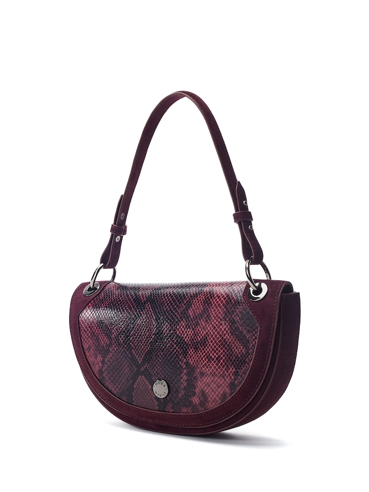 Moda in Pelle Red Fillipa Half Moon Flap Cross-Body Bag - Image 2 of 4 Moda in Pelle Red Fillipa Half Moon Flap Cross-Body Bag - Image 2 of 4