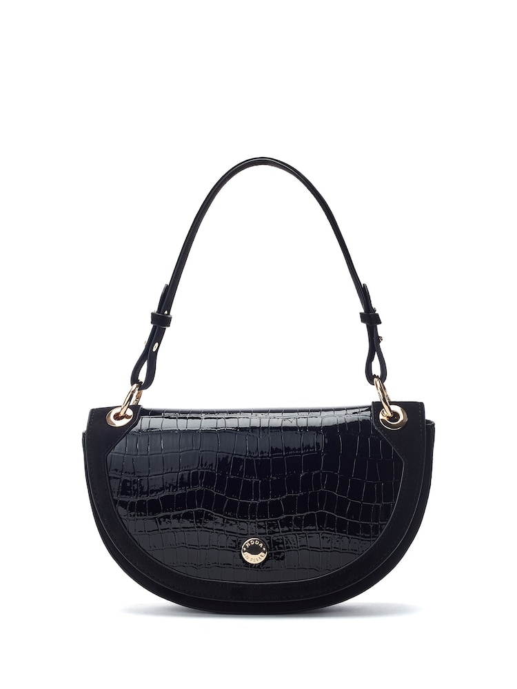 Moda in Pelle Black Fillipa Half Moon Flap Cross-Body Bag - Image 1 of 4 Moda in Pelle Black Fillipa Half Moon Flap Cross-Body Bag - Image 1 of 4