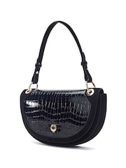 Negro - Moda in Pelle Fillipa Half Moon Flap Cross-Body Bag - Imagen 2 de 4