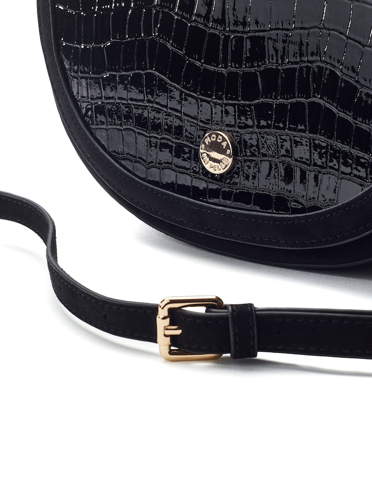 Moda in Pelle Black Fillipa Half Moon Flap Cross-Body Bag - Image 4 of 4 Moda in Pelle Black Fillipa Half Moon Flap Cross-Body Bag - Image 4 of 4