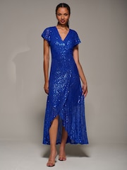 Jolie Moi Frill Short Sleeve Sequin Maxi Dress - Imagen 5 de 6
