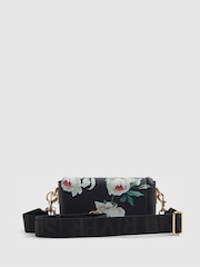 River Island Black Floral Print Embossed Flap Crossbody Bag - Image 3 of 5