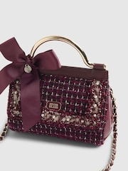 River Island Red Boucle Metal Handle Tote With charm - Image 4 of 5