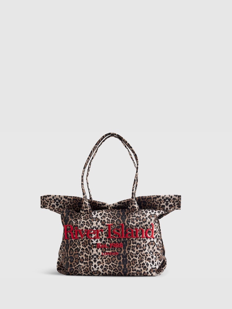 River Island Leopard Print Roll Top Holdall Bag - Imagen 2 de 5