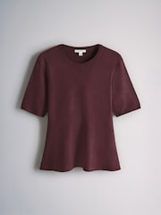 The Set 3 Pack Fine Knit Peplum T-Shirt Navy Blue/Plum Purple/Taupe Brown - Image 7 of 10