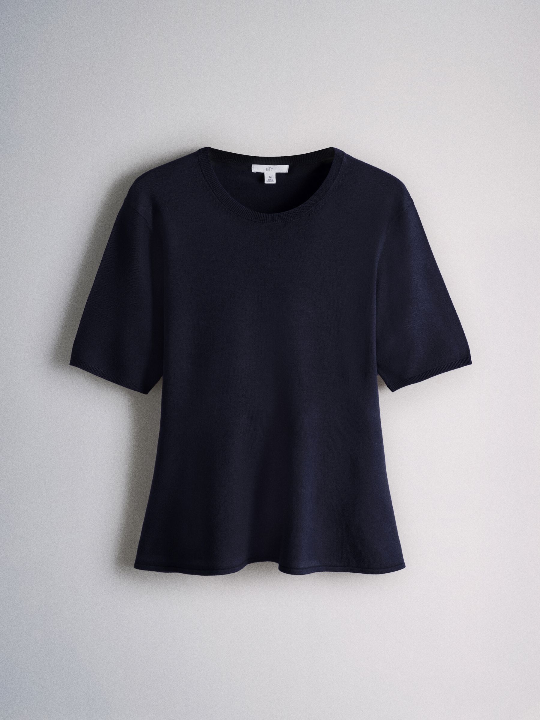 Buy The Set 3 Pack Fine Knit Peplum T-Shirt Navy Blue/Plum Purple
