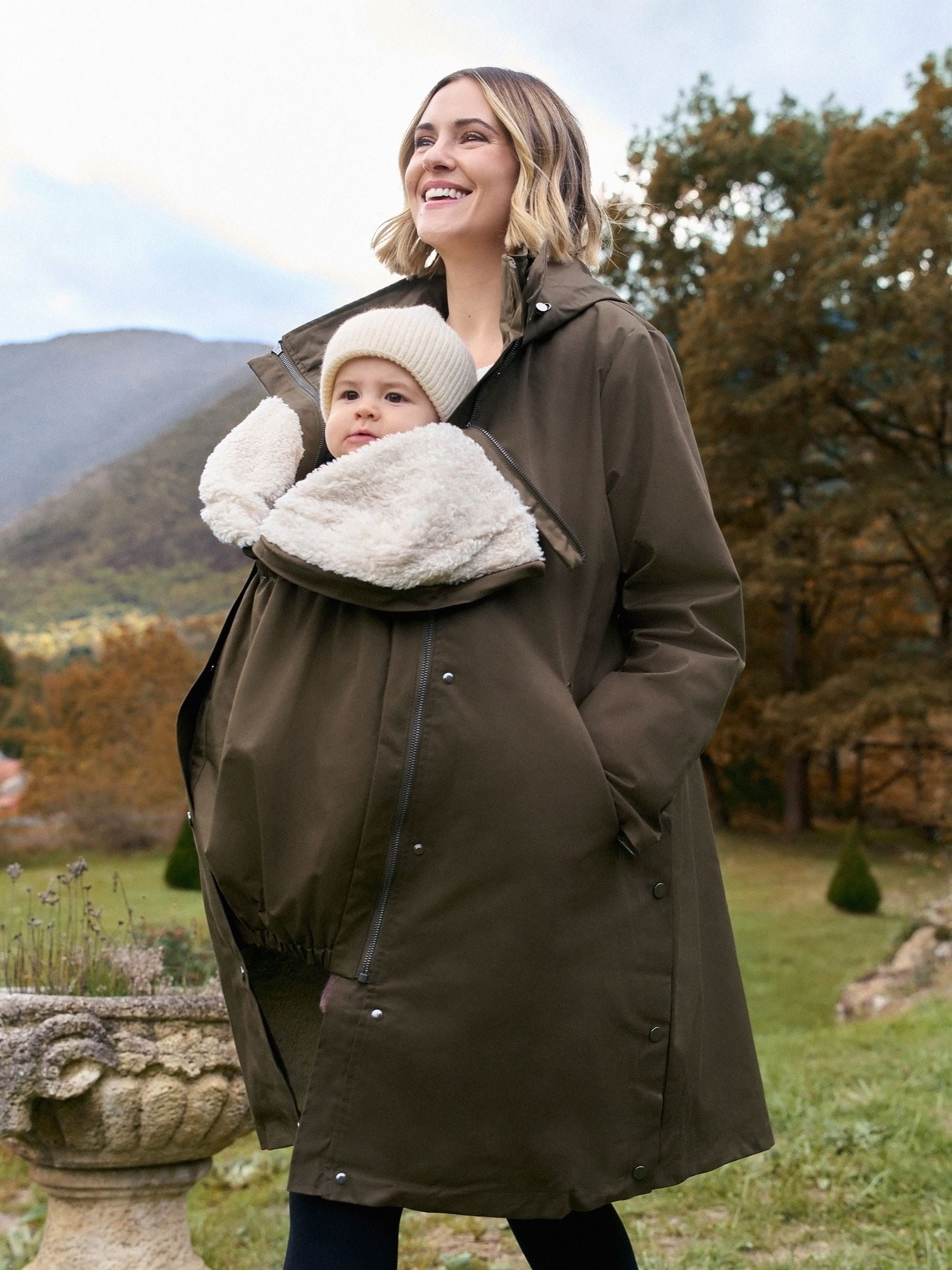 Buy Seraphine Khaki 3 in 1 Maternity & Babywearing Parka with Borg