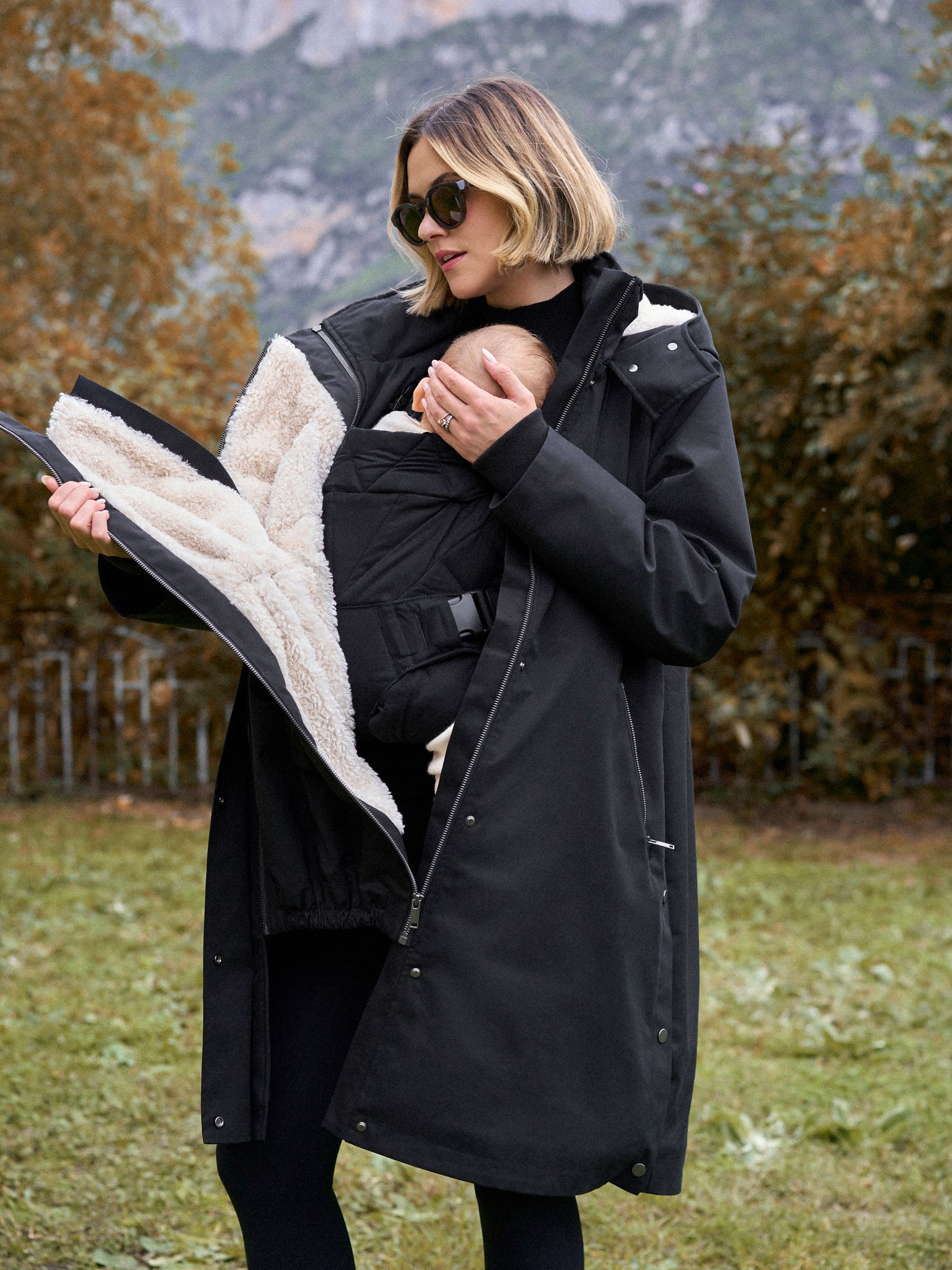 Buy Seraphine Black 3 in 1 Maternity & Babywearing Parka with Borg