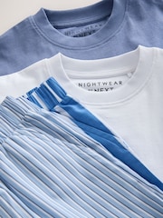Blue/White Stripe Woven Short Pyjamas 2 Pack (3-16yrs) - Image 6 of 6
