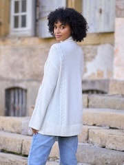 Seraphine Ivory Premium 100% Merino Wool Maternity & Nursing Longline Jumper - Image 3 of 5