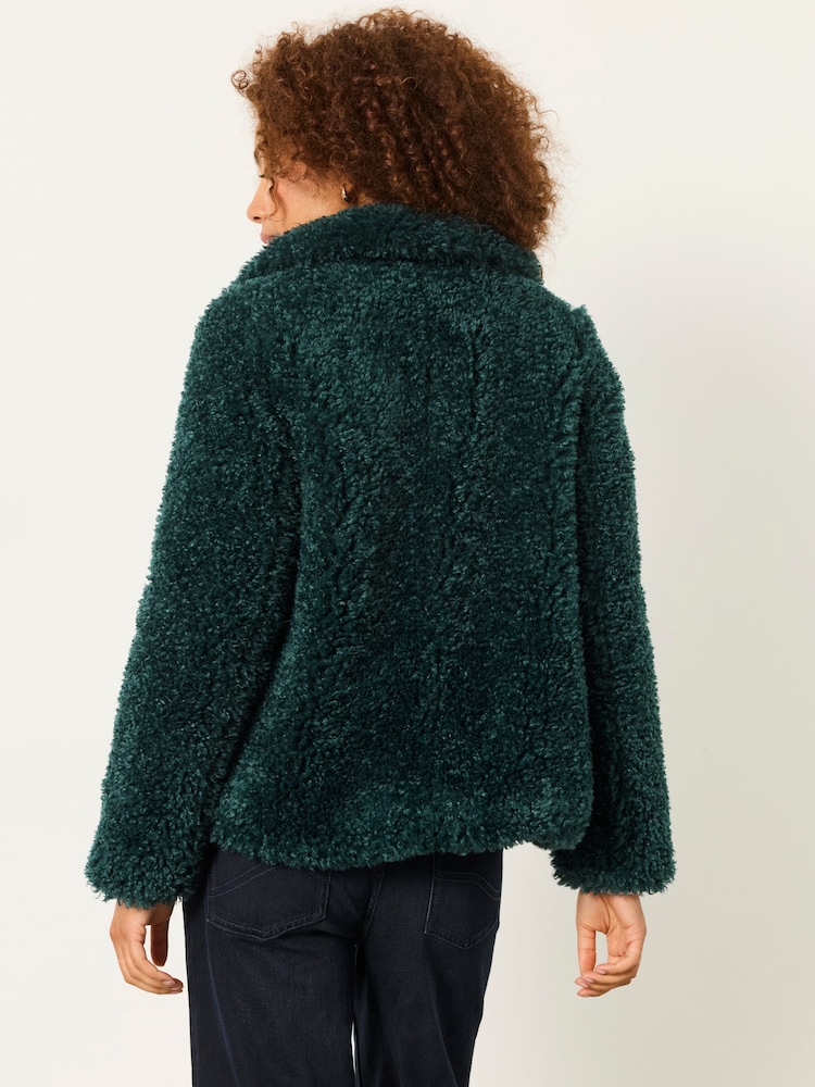 FatFace Bianca Teal Blue Short Faux Fur Jacket - Image 2 of 6 FatFace Bianca Teal Blue Short Faux Fur Jacket - Image 2 of 6