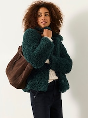 FatFace Bianca Teal Blue Short Faux Fur Jacket - Image 3 of 6