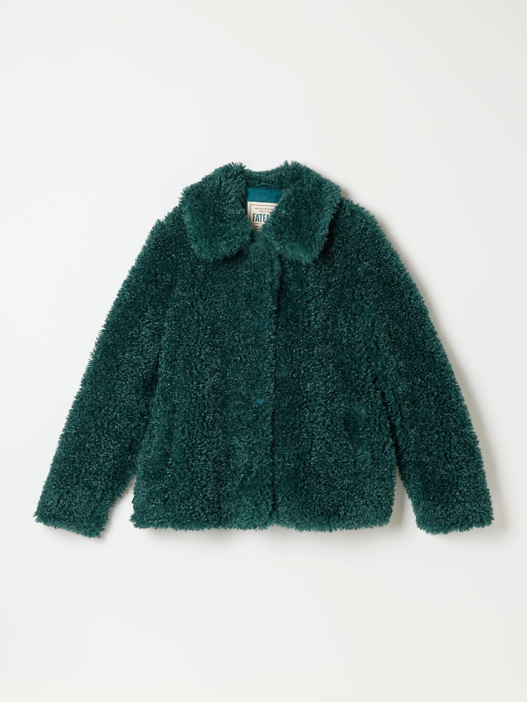 FatFace Bianca Teal Blue Short Faux Fur Jacket - Image 6 of 6 FatFace Bianca Teal Blue Short Faux Fur Jacket - Image 6 of 6