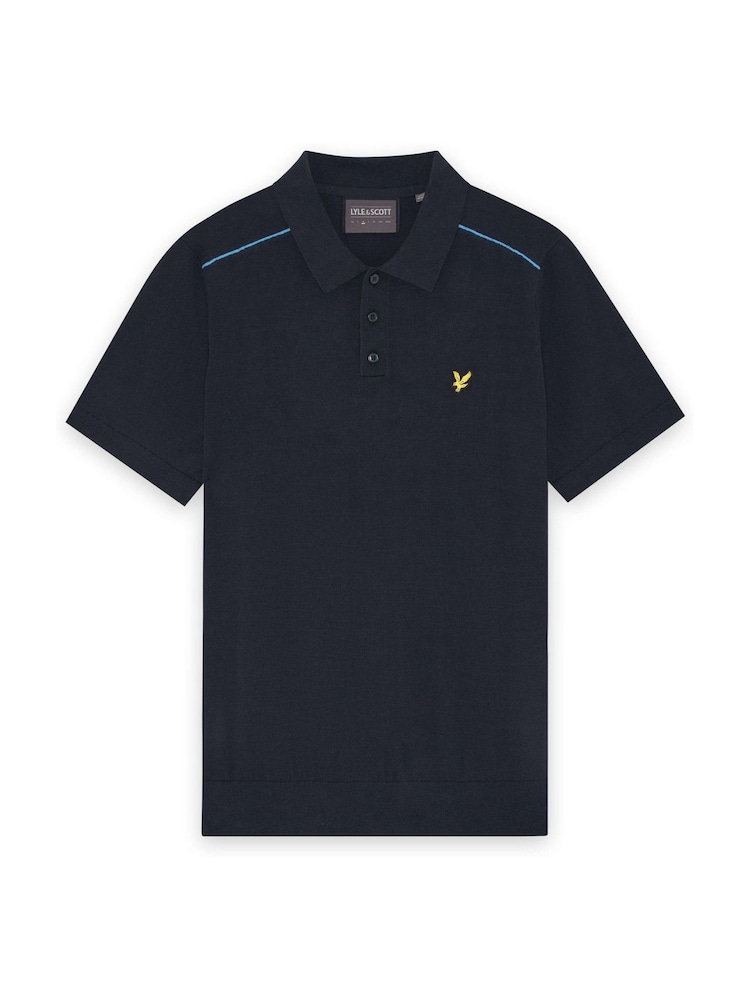 Lyle & Scott Blue Golf Tipped Knitted Polo Shirt - Image 1 of 1