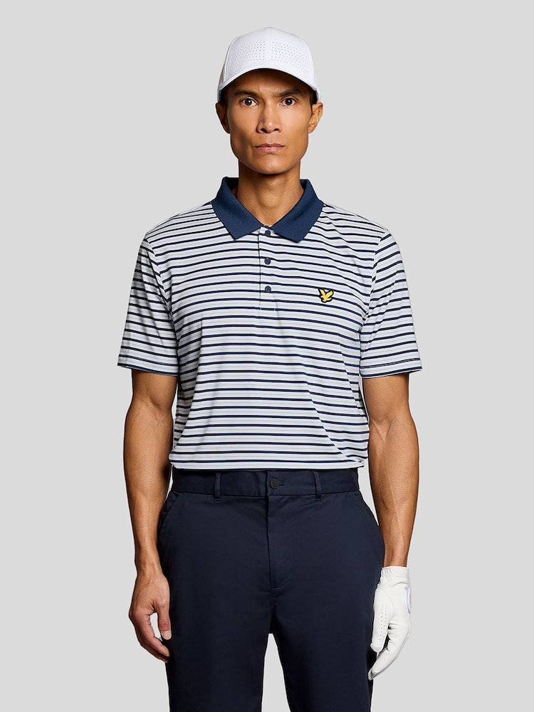 Lyle & Scott Green Golf Striped Polo Shirt - Image 1 of 6