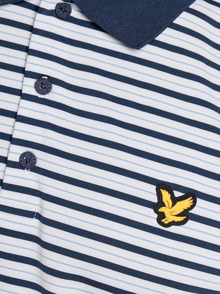 Lyle & Scott Green Golf Striped Polo Shirt - Image 6 of 6