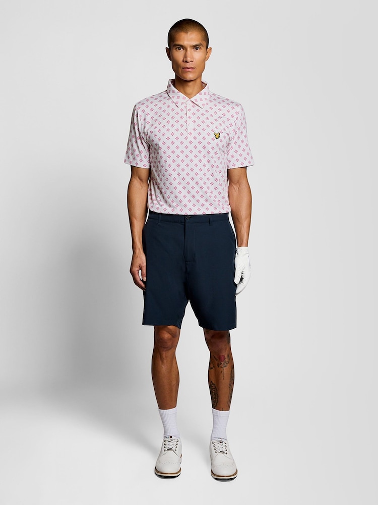 Lyle & Scott White Golf Argyle Print Polo Shirt - Image 2 of 6