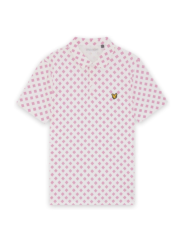 Lyle & Scott White Golf Argyle Print Polo Shirt - Image 6 of 6