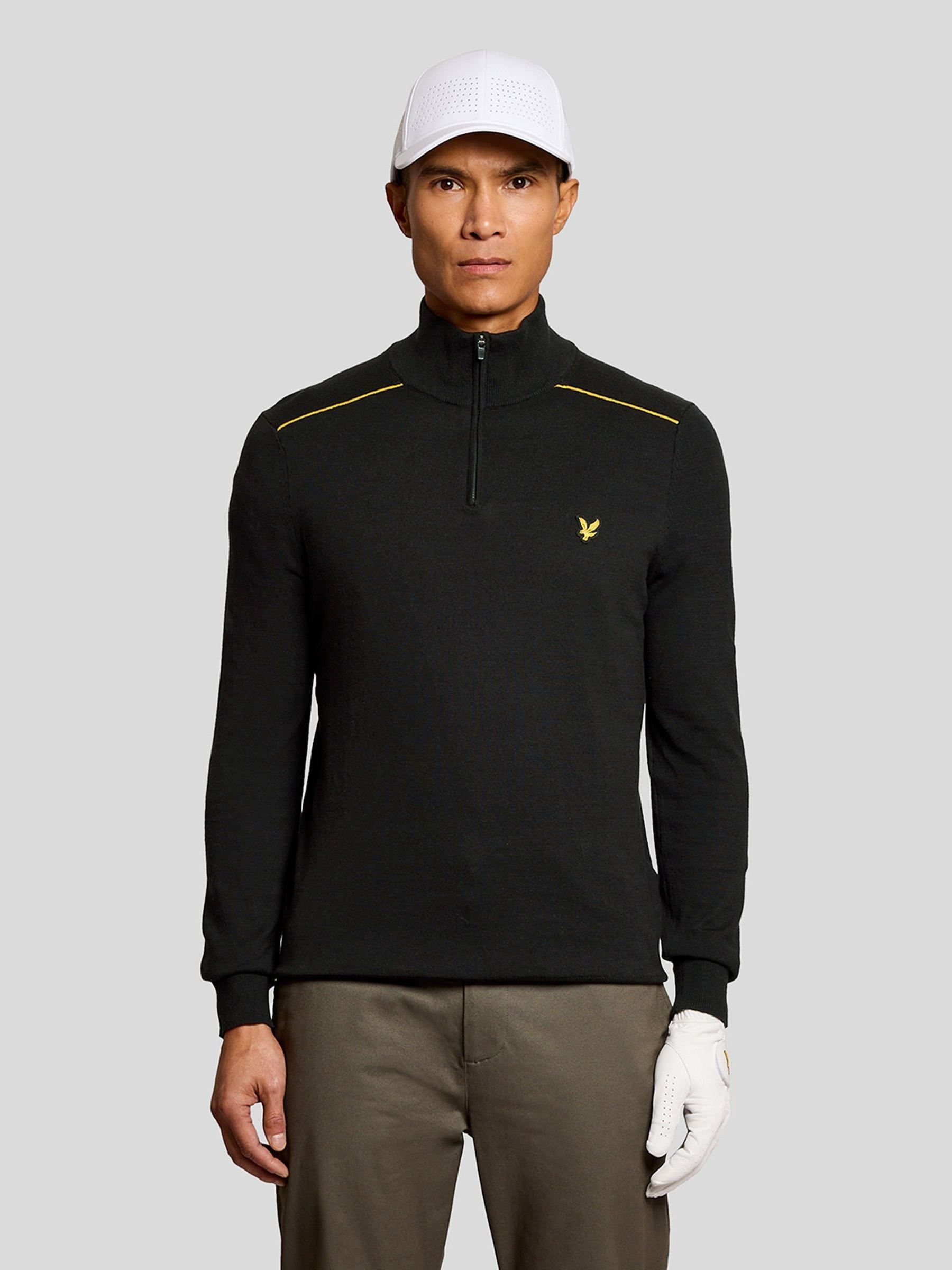 Buy Lyle & Scott Black Golf Tipped Quarter Zip Jumper from Next
