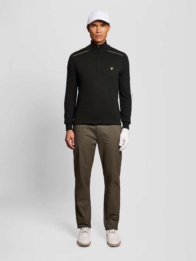 Lyle & Scott Black Golf Tipped Quarter Zip Jumper - Image 2 of 6