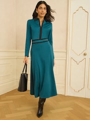 Love & Roses Petite Ponte Contrast Midi Dress - صورة 2 من 4