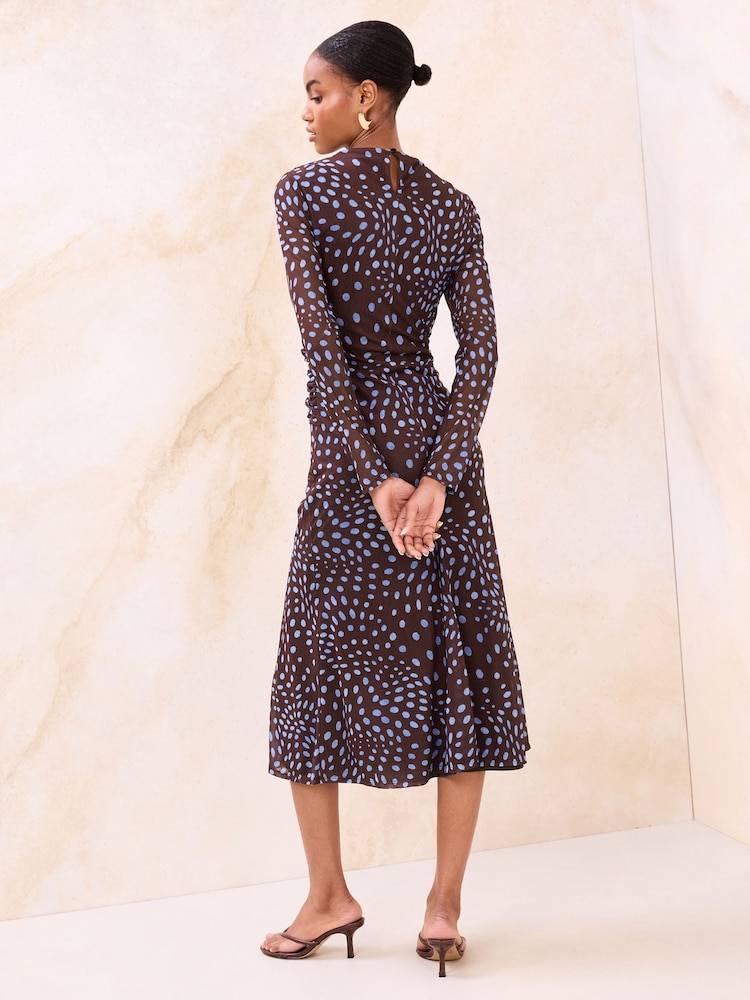 Lipsy Navy Blue Spot Jersey Midi Dress - Image 4 of 4