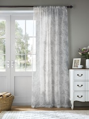 Laura Ashley Dove Grey Tuileries Voile Slot Top Sheer Panel Curtains - Image 1 of 3