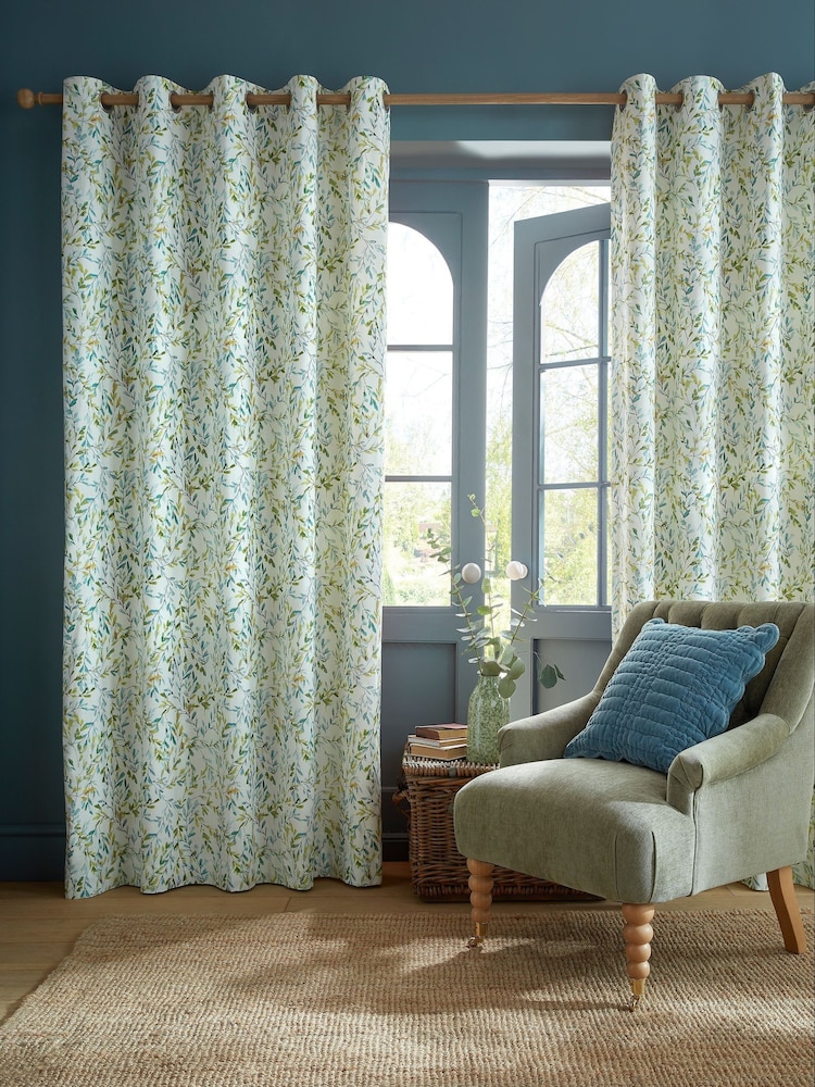 Laura Ashley Multi Brayton Leaves Eyelet Curtains - Image 1 of 4 Laura Ashley Multi Brayton Leaves Eyelet Curtains - Image 1 of 4