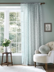 Laura Ashley Duckegg Blue Shepherds Purse Voile Slot Top Sheer Panel Curtains - Image 1 of 3