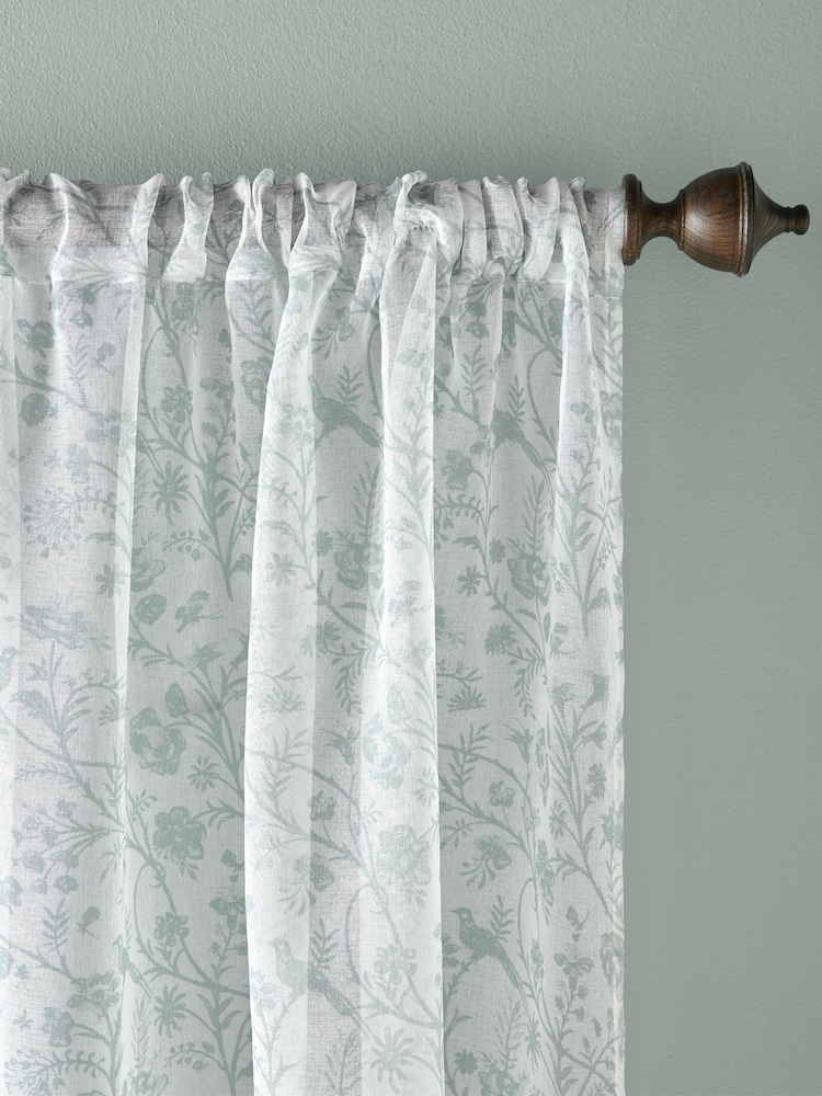 Laura Ashley Duckegg Blue Shepherds Purse Voile Slot Top Sheer Panel Curtains - Image 2 of 3 Laura Ashley Duckegg Blue Shepherds Purse Voile Slot Top Sheer Panel Curtains - Image 2 of 3
