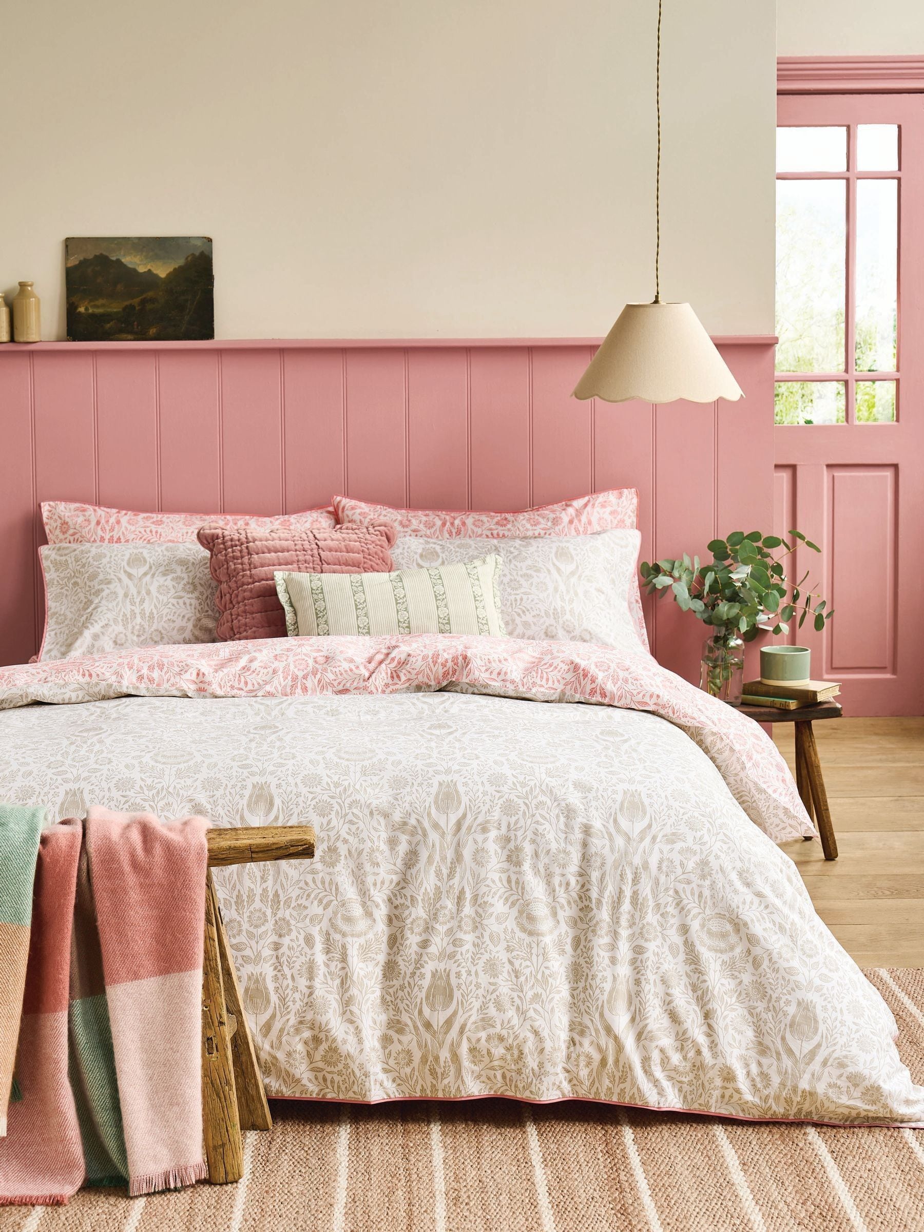 Buy Laura Ashley Natural/Coral Pink Ashstead Floral 200 Thread