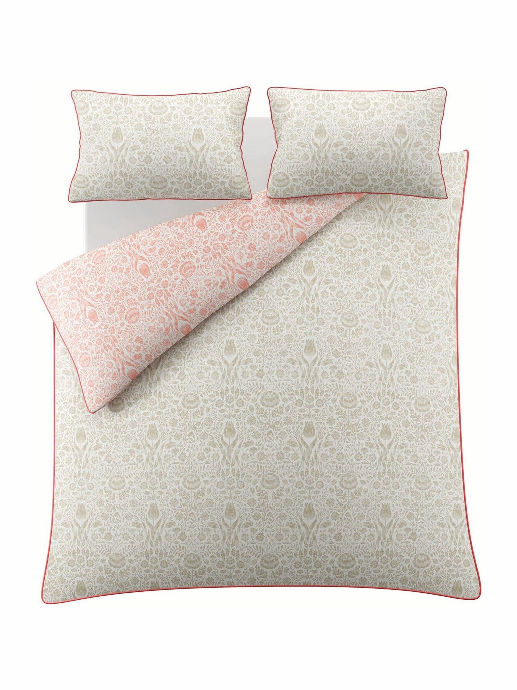 Buy Laura Ashley Natural Coral Ashstead Damask 200 Thread Count