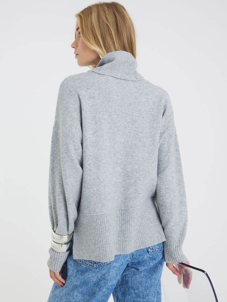 River Island Grey Tie Crew Neck Jumper - Image 6 of 6 River Island Grey Tie Crew Neck Jumper - Image 6 of 6