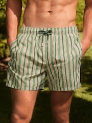 Green Signature Stripe Print Swim Shorts With Italian Fabric - Image 1 of 8
