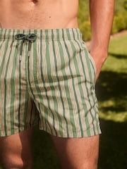 Green Signature Stripe Print Swim Shorts With Italian Fabric - Image 4 of 8