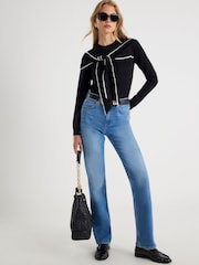 River Island Black Long Sleeve Scarf Tie Knit Blouse - Image 5 of 6