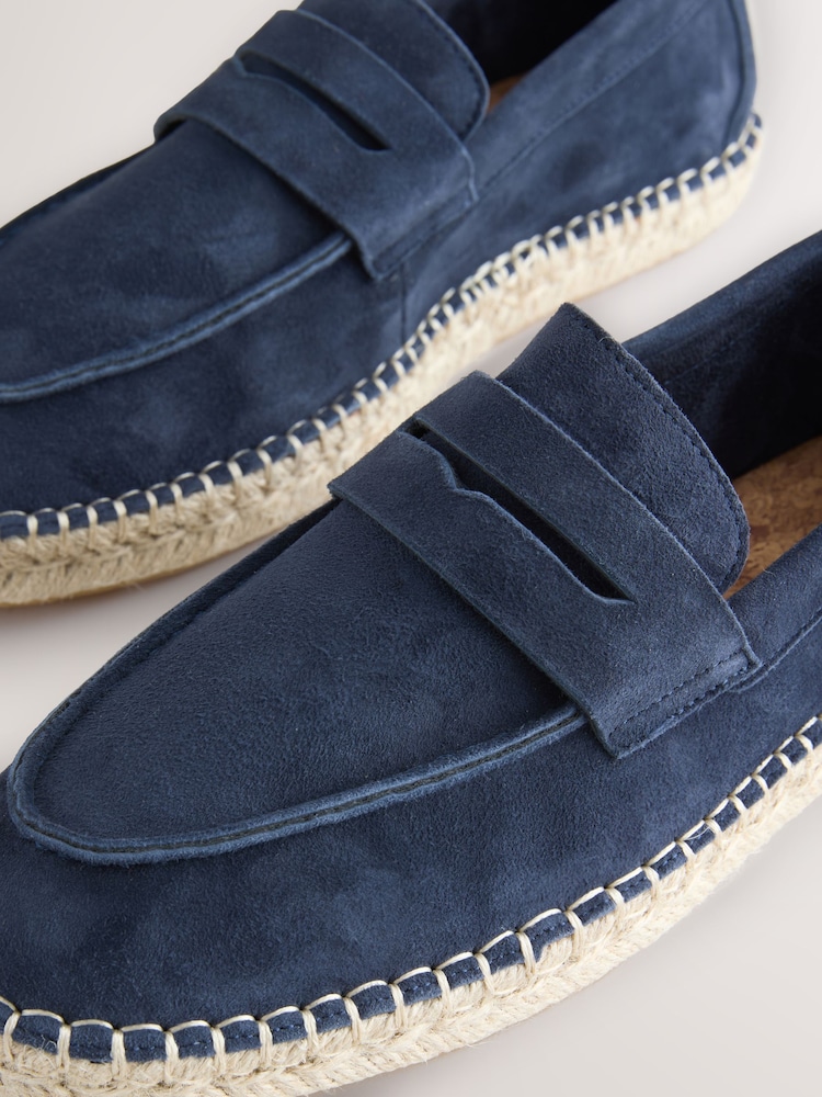 Buy Navy Suede Espadrille Loafers from Next USA display picture 3