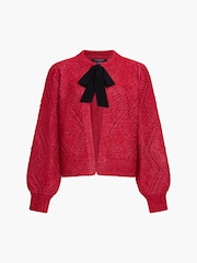 French Connection Red Kitty Bobble Bow Cardigan - Image 6 of 6