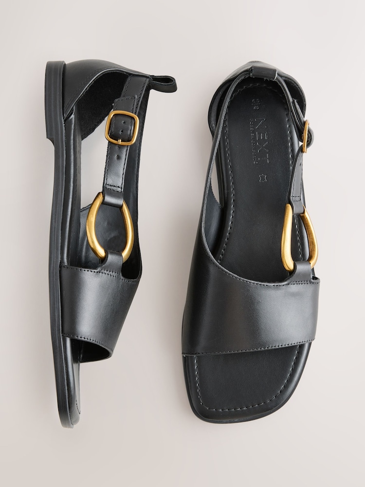 Black Forever Comfort® Hardware Sandals - Image 1 of 5 Black Forever Comfort® Hardware Sandals - Image 1 of 5